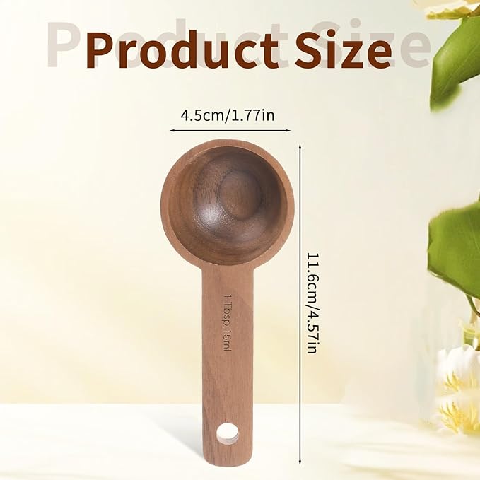 Walnut Wooden Coffee Scoop for Jars, Coffee Scoop for Ground Coffe Handmade Tablespoon Measuring Spoon for Coffe Beans Tea Spices 15ml 1 Tablespoon Home Kitchen Accessories for Jars and Containers