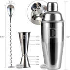 24oz Cocktail Shaker Set with 1 oz 2oz Jigger - Monogramm Initials Martini Shaker Set - 304 Stainless Steel Bar Shaker for Margarita,Mojito-Personalized Gift for Friend,Husband -C