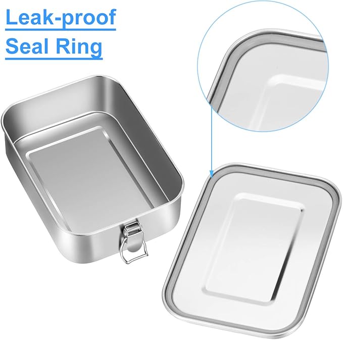 G.a HOMEFAVOR Stainless Steel Bento Lunch Box - Leak-Proof Metal Bento Box, Large Food Container with Lock Clips, Snack Container, Dishwasher Safe, 1200 ml/40 oz