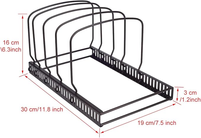 Toplife 10+ Bakeware Organizer Rack for Kitchen Bakeware, Cookware, Dinnerware, Cutting Boards, Plates, Pot and Pan Lids (Brown)