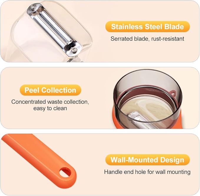 Peeling Knife with Storage Box, 2025 New Vegetable Peeler with Container, Kitchen Multi Function Veggie Peeler for Kids Adults, Fruit and Vegetable Peeling Knife with Catcher (Green, 1)