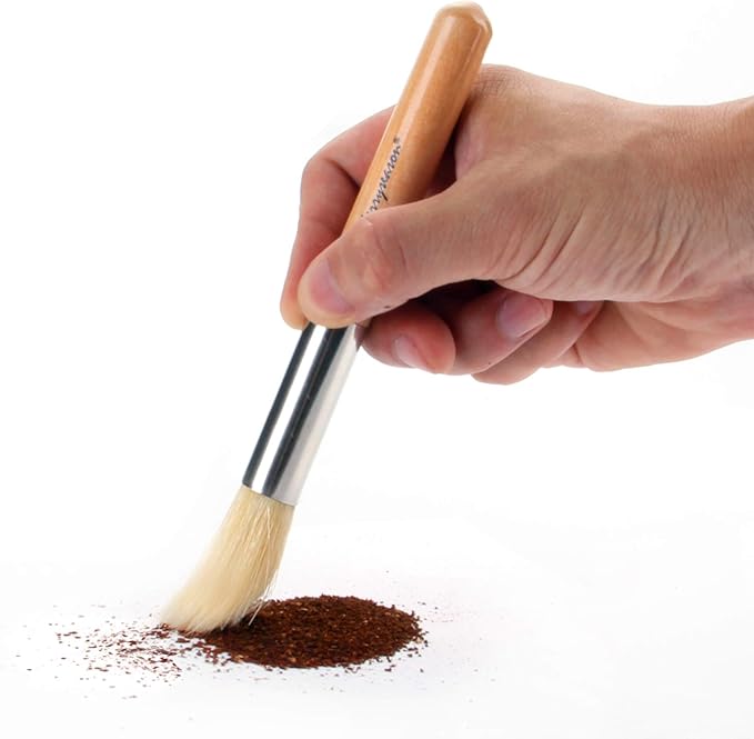 Coffee Grinder Brush Espresso Supply Maker Cleaning Brush, Wood Handle & Natural Bristles Dusting Brush Espresso Accessories for Home Kitchen Barista Tool