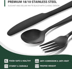 Hiware 48-Piece Matte Black Silverware Set with Steak Knives, Black Flatware Set for 8, Stainless Steel Tableware Cutlery Set, Utensil Sets for Kitchen