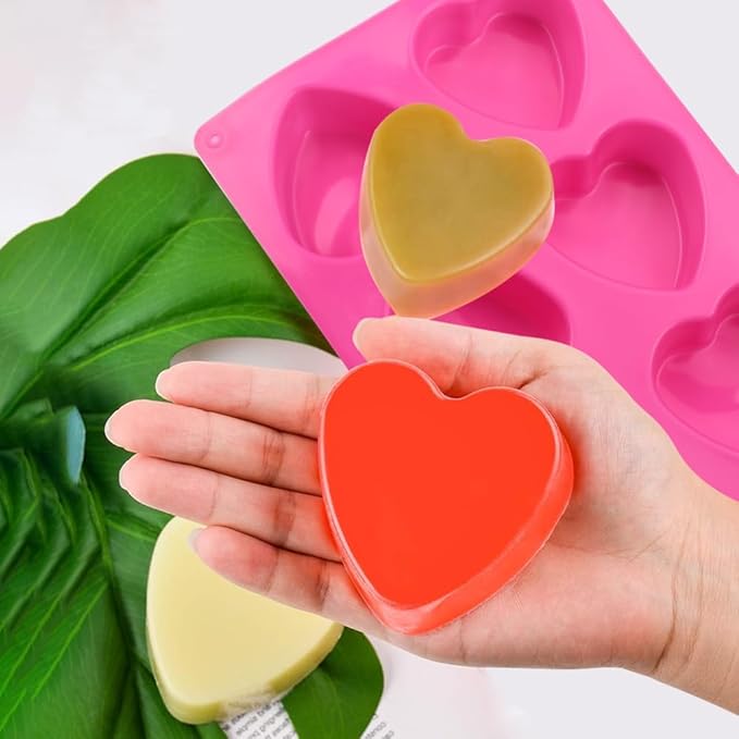BAKER DEPOT 6 Holes Heart Shaped Silicone Mold For Chocolate Cake Jelly Pudding Handmade Soap Mould Candy Making Set of 2