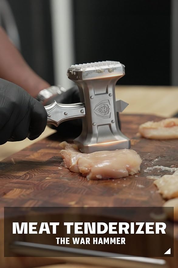 Dalstrong Meat Tenderizer Tool - NEW IMPROVED - Dual Sided, Extra-Large Meat Hammer - Premium High-Carbon Stainless Steel - Meat Mallet - Chef Pounder - Black G10 Handle