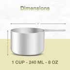 2PCS 1Cup (240ml, 8oz) Single Measuring Cup, Etched Inner Scale Stainless Steel Measure Scoop, Metric and US Measurement, Dishwasher Safe