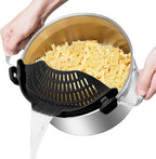 Large AUOON Clip on Strainer for All Pots and Pans - Oversized Silicone Pot Strainer Family-Style Design Pasta Strainer Kitchen Colander for Spaghetti and Noodles | Dishwasher Safe