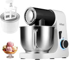 Aifeel Stand Mixer, 6.5QT Mixer with Ice Cream Maker Attachments, Kitchen Electric Mixer Multifunctional Bread Dough Mixer with Dough Hook,Whisk & Beater, Food Mixer for Baking (Black-White)