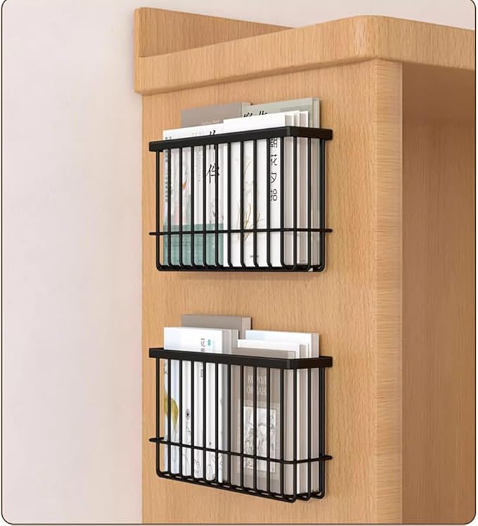 2 Piece Kitchen Cabinet Door Storage Box,Self Adhesive Wall Mounted Storage Boxes,Wardrobe/Bathroom/Refrigerator Small Items Organizer Storage Box (Black)
