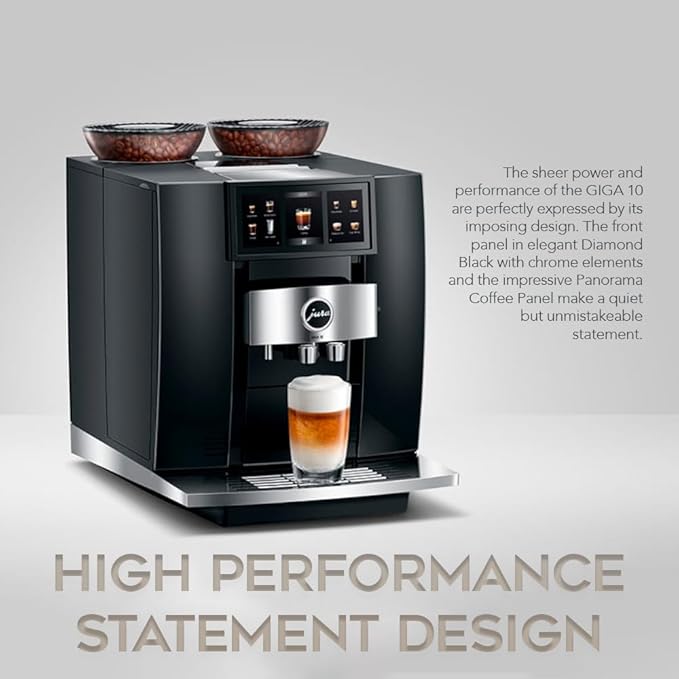 Jura GIGA 10 Automatic Espresso Machine (Diamond Black) Bundle with Water Stabilizer, Milk System Cleaner Mini-Tabs, Cleaning Tablets, Milk Containers, and Capresso Coffee Bean (6 Items)