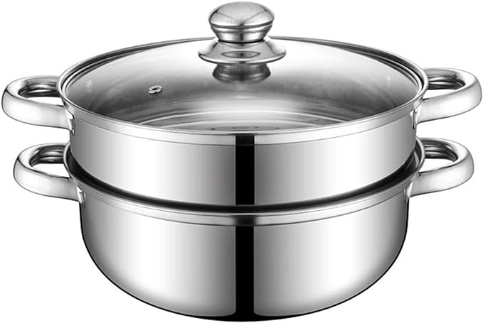 Steamer Pot for Cooking 11.9 inch Steamer Pot Upgrade Capacity, 2-tier Multipurpose 18/8 Stainless Steel Steam Pot Cookware with Lid for Vegetable, Dumpling, Stock, Sauce, Food