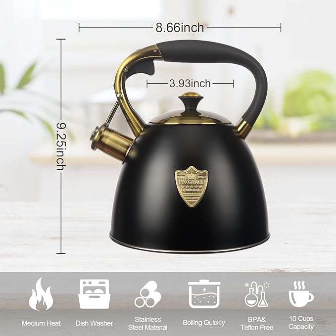 Tea Kettle -2.9 Quart Tea Kettles Stovetop Whistling Teapot Stainless Steel Tea Pots for Stove Top Whistle Tea Pot