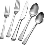 KINGSTONE Silverware Set for 8, 40-Piece 18/10 Stainless Steel Flatware Set,Forged Cutlery Set Matte Satin Finish, Dishwasher Safe
