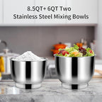 Aifeel Stand Mixer, 8.5QT+ 6QT Two Stainless Steel Bowls Electric Food Mixer, 7 in 1 Multifunctional Kitchen Mixer with Dough Hook, Whisk, Beater, Meat Grinder,Pasta & Cookie Maker-Black