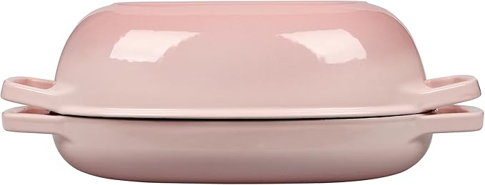 Enameled Cast Iron Oval Dutch Oven Pot with Lid, Dutch Oven for Sourdough Bread Baking, Oval Bread Pan, 5qt, Pink