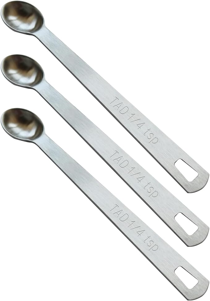 3PCS 1/4 Teaspoon(1/4tsp, 1.25 ml, Tad) Single Tiny Measuring Spoon, Small Individual Stainless Steel Measure Spoons Only