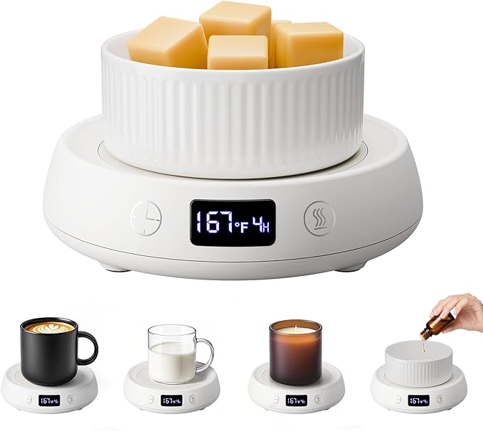 Coffee Mug Warmer for Desk with Auto Shut Off, Electric Cup Candle Wax Melter Warmer with 1-9H Timer, Smart Mug Warmer Tea Coffee Beverage Heated Mug Plate for Home Office, Ideal Coffee Lover Gift