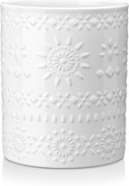 LOVECASA Extra Large Kitchen Utensil Holder, 7.2" Ceramic Farmhous Utensil Holder For Kitchen Countertop Décor With Heavy And Sturdy Base, Utensil Crock Organizer, White