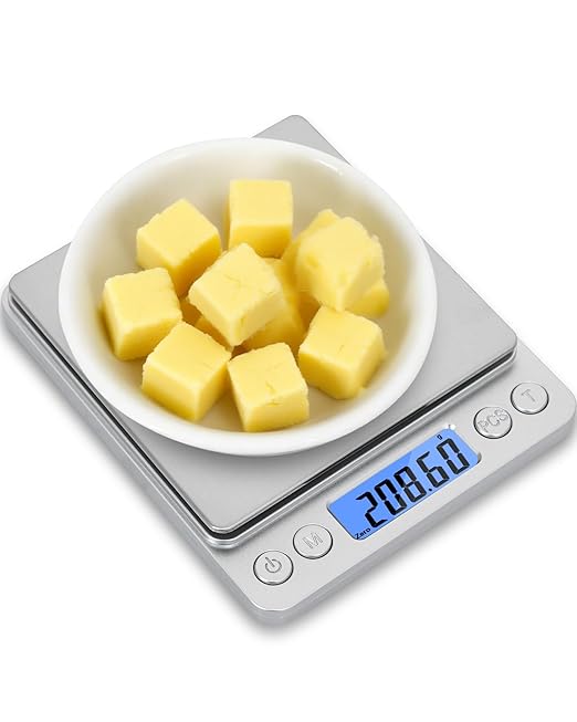 NEXT-SHINE Gram Scale 500g x 0.01g Precision, Digital Mini Pocket Size Portable Scale with Two Trays Nine Units, LCD Display Stainless Steel Platform for Weighing Jewelry Cooking Baking