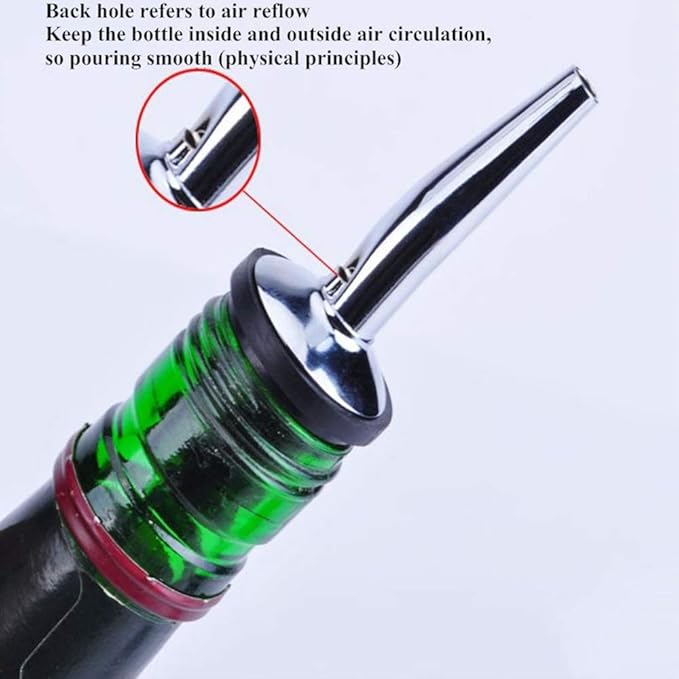 48 PCS Stainless steel bottle spout classic bottle pourers tapered spout liquor pourers with rubber dust caps for 1 inch bottle mouth, wine liquor olive oil coffee syrup vinegar bottles