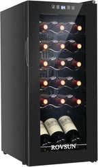 ROVSUN 18 Bottle Wine Fridge, Freestanding Compressor Wine Cooler Refrigerator, Beverage Wine Chiller with Digital Temperature Control & Double-layer Glass Door for Red White Wine, Champagne, Beer