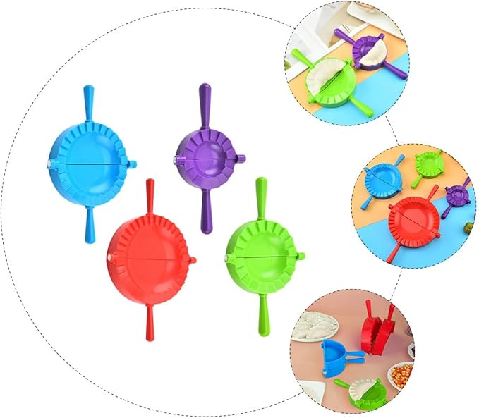 NUOBESTY 4pcs Dumpling Seal Tool Set Plastic Dumpling Molds with Large Medium Small Mini Sizes Press for Home Cooking Random Color