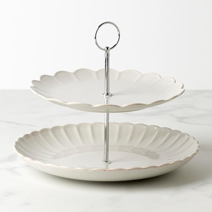 Lenox 897195 French Perle Scallop White 2-Tier Server