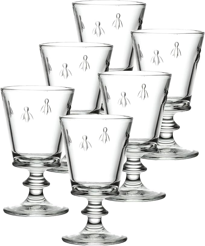 La Rochere Napoleon Bee Stemmed Wine Glass Set of 6 – Vintage Wine Glasses – La Rochere Bee Glassware Sets (12 oz)