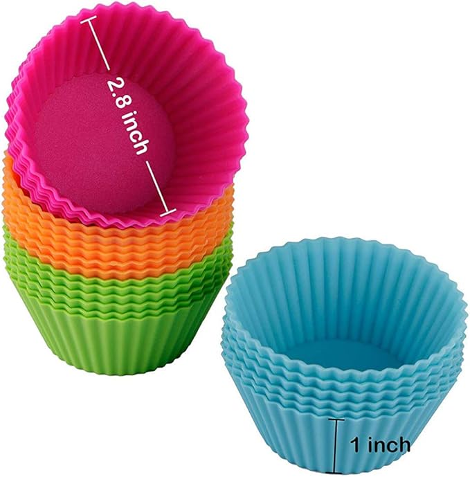 Webake Silicone Cupcake Baking Cups Muffin Liners Reusable Silicon Muffin Tin Non-stick 2-3/4 Inch Regular Size, Pack of 24