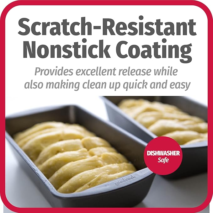 GoodCook Nonstick Loaf Pan Heavy-Duty Steel Bakeware with Easy-Clean Non-Stick Coating, Oven & Dishwasher Safe Pan for Meatloaf Breads Cakes Brownies Lasagnas Casseroles & More, 8 x 4-Inch, Gray