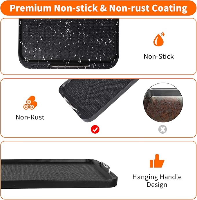 Flat Top Griddle for Stovetop, Non-Stick Griddle Grill Pan, Stove Top Grill,14.96" x 8.66", Works with Power XL,Chefman, Carl Schmidt Sohn, Cusimax, Techwood Smokeless Grill,Aluminum,Dishwasher Safe