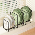 2 Pack Large Plate Holders Organizers Upright Cabinet Dish Drying Racks Metal Plate Dish Organizers Racks Stands for Countertop and Cupboard 7.87in. x 6.29in. x 4.52in. Black