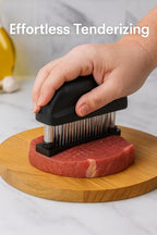 Meat Tenderizer Tool - 48 Stainless Steel Needle Blades for Tenderizing Chicken, Steak, Pork, Beef – Handheld Meat Tenderizer Stapler to Enhance Texture & Taste – Complete with Cleaning Brush