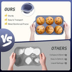 2 Packs 6 Cups Silicone Muffin Pan with Metal Reinforced Frame Jumbo Size Cupcake Pan Tray Egg Bites Silicone Circle Cookie Molds Extra Large Muffin Tin Tart Pans for Breakfast Sandwiches