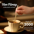 Coffee Stirrers Disposable Wooden Coffee Stir Sticks - Round-End Birchwood 5.5 Inches Large Wooden Stir Sticks - Pack of 2000 Wood Stir Sticks