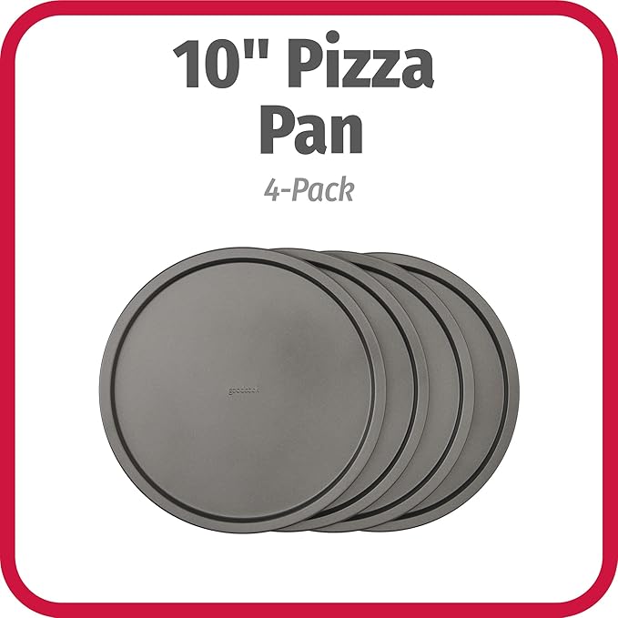 GoodCook Set of 4 Nonstick Steel 10 Inch Personal Pizza Pans Set, Gray