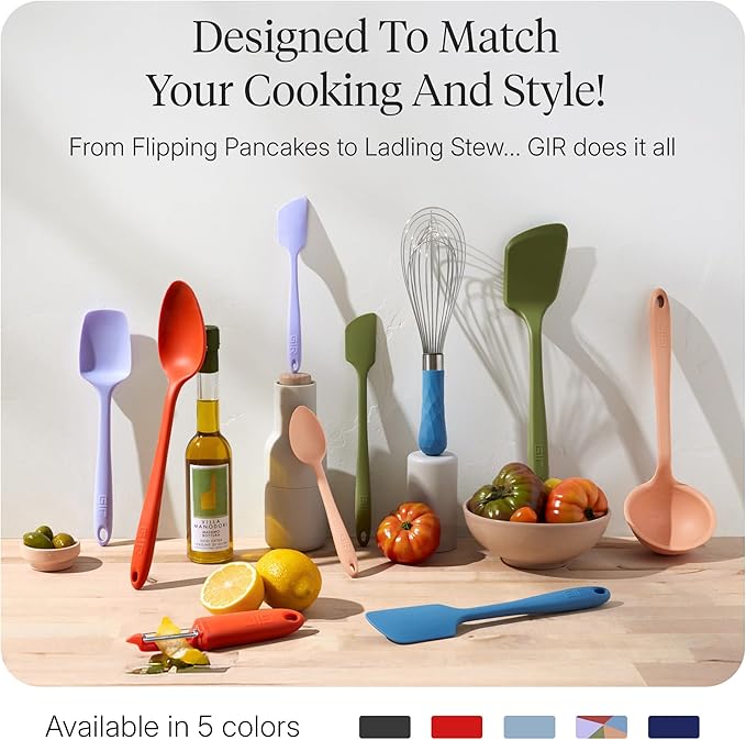 GIR: Get It Right 10-Piece Cooking Utensils Set - Black Silicone - Spatula Set, Silicone Spatulas & Kitchen Spoons - Heat-Resistant up to 425°F - Nonstick Cookware-Friendly - Dishwasher-Friendly