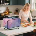 Marble Print Toaster Oven Cover, Heavy Duty Heat-Resistant Air Fryer Cover for Kitchen Counter, Small Appliances Dust Slipcovers, Blue Pink Gold, (Small-14.5*18.46*9 inches)