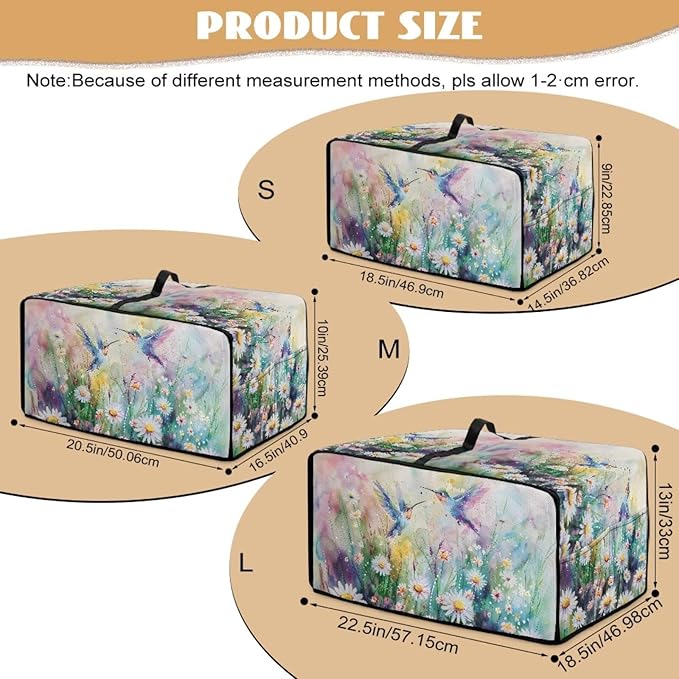 Watercolor Hummingbirds Daisy Print Toaster Oven Dust Cover, Heavy Duty Heat-resistant Microwave Oven Cover, Anti Fingerprint Air Fryer Covers (Large-18.5 * 22.5 * 12.99 inches)