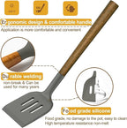 Umite Chef Silicone Cooking Utensil Set, 8-Piece Kitchen Utensils Set with Natural Acacia Wooden Handles,Food-Grade-Silicone Kitchen Gadgets and Spatula Set for Nonstick Cookware - Grey
