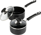 Nonstick Saucepan Set - 1 Quart and 2 Quart,Ultra Non Stick Sauce Pan Small Pot with Glass Lid,Great for Home Kitchen Restaurant,Black