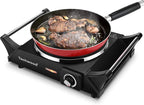 Techwood Hot Plate Portable Electric Stove 1500W Countertop Single Burner with Adjustable Temperature & Stay Cool Handles, 7.3” Cooktop for Dorm Office/Home/Camp, Compatible for All Cookwares
