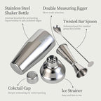 24oz Cocktail Shaker Set with 1 oz 2oz Jigger - Monogramm Initials Martini Shaker Set - 304 Stainless Steel Bar Shaker for Margarita,Mojito-Personalized Gift for Friend,Husband-M