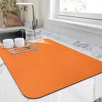 HotLive Dish Drying Mat for Kitchen Counter, Heat Resistant Drainer Mats with Non-slip Rubber Backed, Hide Stain Kitchen Super Absorbent Draining Mat, Easy to Clean Dish Rack Pad, Orange 18"x28"