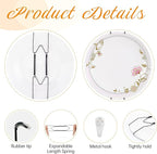 Bilillo 12 Pieces Plate Wall Hangers for Display - 4/6/8 Inch Invisible Plates Hanger, Stainless Steel Plate Holders with 12 Pieces Wall Hooks for 4 to 10.5 Inch Decorative Plates and Arts (Black)