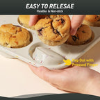 2 Pack 12 Cups Silicone Muffin Pan with Metal Reinforced Frame Regular Size Silicone Molds Cupcake Cake Baking Pans Cookie Baking Chocoflan Cupcake Mold Nonstick Muffin Tin Home Baking Supplies