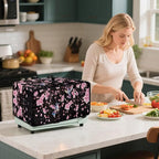 Hummingbird Cherry Blossom Print Toaster Oven Cover, Heat-Resistant Toaster Cover Dust-Proof Microwave Oven Protector, Protections for Kitchen, Black, (Small-14.5*18.46*9 inches)