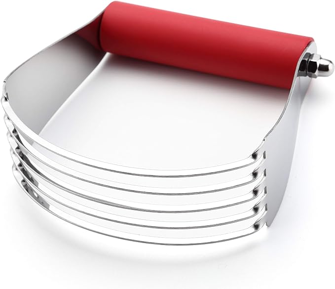Spring Chef Large Red Dough Blender For Baking, Professional Heavy Duty Dough Cutter Tool with Thick Blades, Stainless Steel Puff Pastry Cutter Tool, Dishwasher Safe Pastry Blender for Easy Mixing