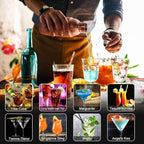 23 Piece Cocktail Shaker Set Bartender Kit with Acrylic Stand & Cocktail Recipes Booklet, Professional Bar Tools for Drink Mixing, Home, Bar, Party (Include 4 Whiskey Stones) - Gold Rose