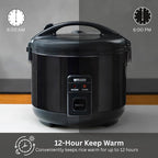 Tiger JNP-S10U-KY 5.5 Cup Capacity White Rice Cooker with Non-Stick Inner Pot, Retractable Power Cord, and Keep Warm up to 12 hours (Obsidian Black)
